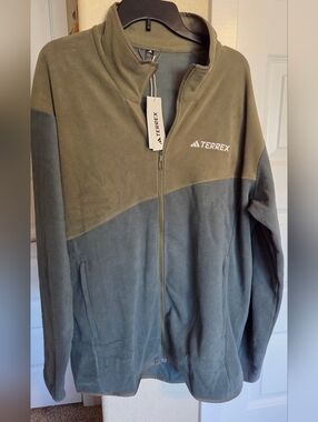 Men’s Adidas Olive & Gray Fleece Jacket